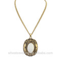 Fashion turquoise ethnic Turkey vintage gold chain gemstone pendant necklace